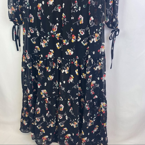 Madewell Sheer Button-Front Tier Midi Dress In Carnation Toss - Picture 5 of 13